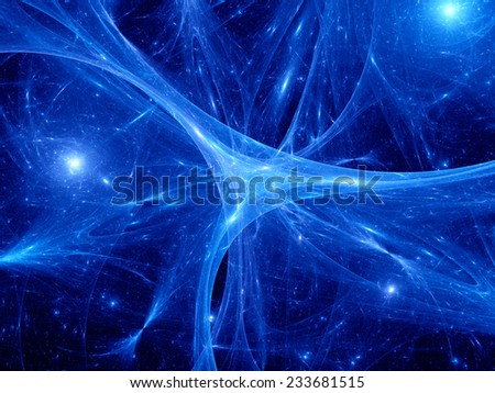 Glowing blue synapses in space, computer generated abstract background