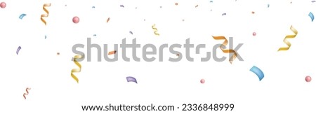 congratulatory background with 3d colored confetti and serpentine. Vector illustration Royalty-Free Stock Photo #2336848999