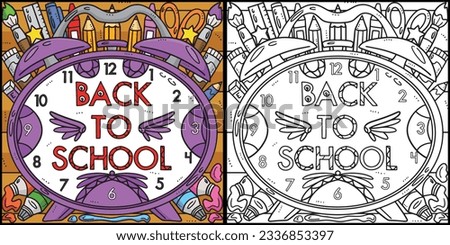 Back To School Alarm Clock Coloring Illustration