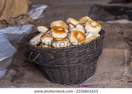 Berna Bugh, Kangan, Jammu and Kashmir, India. Bagel shaped bread rolls in a village in Jammu and Kashmir.