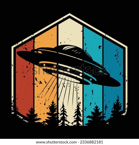 Funny Retro Vintage UFO Alien T-shirt Design