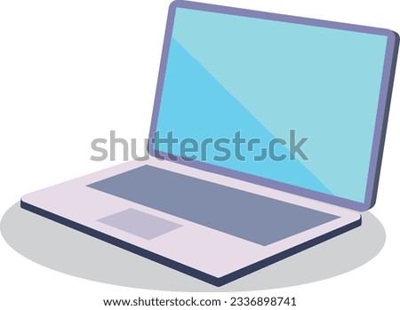 laptop pc isometric flat monochrome icon illustration, vector