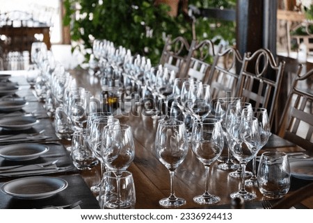 Table set for wine tasting