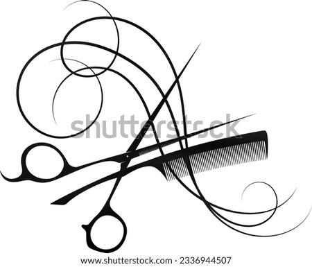 Curls hair scissors and stylist comb