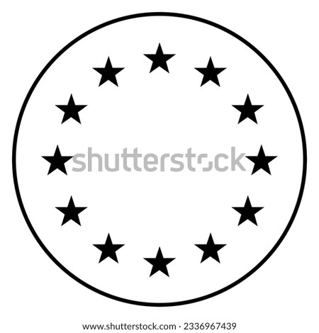 Flag of the European Union. Flag icon. Gray line icon. Circle icon flag. Computer illustration. Digital illustration. Vector illustration. Royalty-Free Stock Photo #2336967439