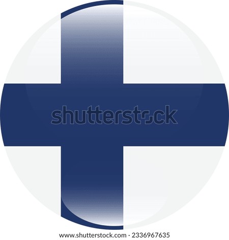 The flag of Finland. Flag icon. Standard color. Circle icon flag. 3d illustration. Computer illustration. Digital illustration. Vector illustration.