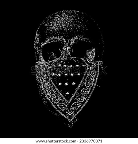 bandana skull hand drawing vector isolated on black background. Royalty-Free Stock Photo #2336970371