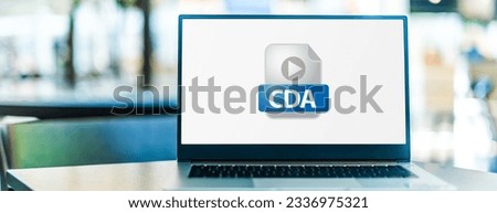 Laptop computer displaying the icon of CDA file.