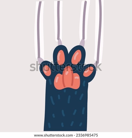 Cartoon vector illustration of cat paw with claws
