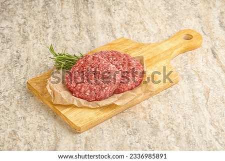 Raw beef burger cutlet for grill or roast