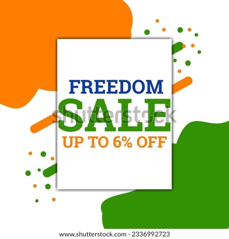 freedom sale offer sticker for India independence day sale on discount coupon illustration design with retail shopping tamplate, green shape, white background