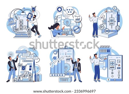 Application testing metaphor. Vector illustration. Application testing, quality assurance step in software lifecycle App test, proving ground where apps robustness is checked Software testing Royalty-Free Stock Photo #2336996697