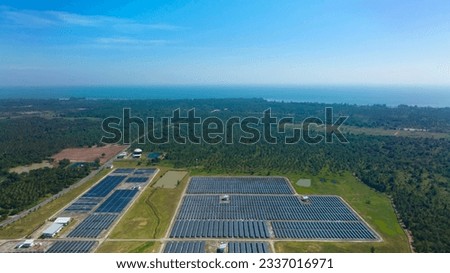 Aerial  view of solar panel, solar farm construction renewable energy a field of solar panels image background