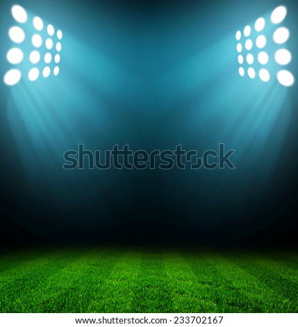 stadium lights at night and stadium Royalty-Free Stock Photo #233702167