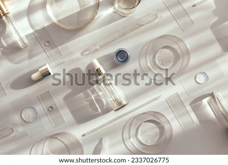 serum in petri dishes on light background cosmetic research concept Royalty-Free Stock Photo #2337026775
