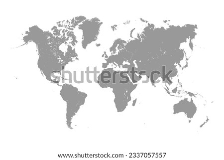 World map gray color on white background.