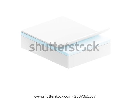 Realistic three-layer material. Great base for infographics. Vector illustration isolated on white background. The illustration will present the product consisting of three layers. EPS10.