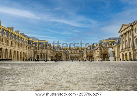 Versailles palace entrance,symbol of king Louis XIV power, France. Royalty-Free Stock Photo #2337066297
