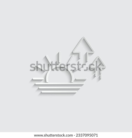 paper sunrise icon vector weather sign