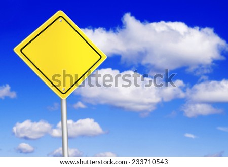 Safety road sign over the blue sky