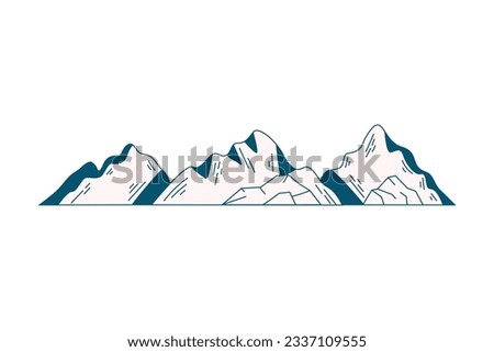 mountain outline illustration. Black and white mountain line arts wallpaper. landscape background design. Vector illustration. Hand drawn mountains sketch. mountain ranges. mountain vector.