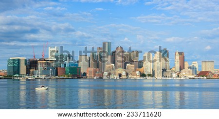 Boston skyline  from East Boston, Massachusetts - USA