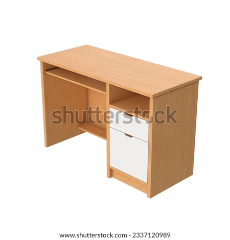 3D iilustration of  Wooden Desk   isolated on white background