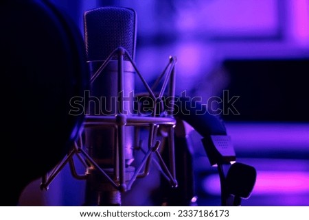 condenser microphone in the recording room at home