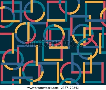 Abstract dark square and circles geometric shapes seamless pattern, for background or decoration of footage or content, colorful,dark theme, black and white, modern, license-free, commercial vector, I