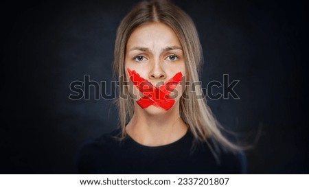 Concept idea of free speech freedom of expression and censored, portrait illustration, conceptual. Royalty-Free Stock Photo #2337201807