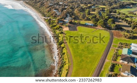 Emu Bay homes and coastline, Kangaroo Island from drone, Australia.