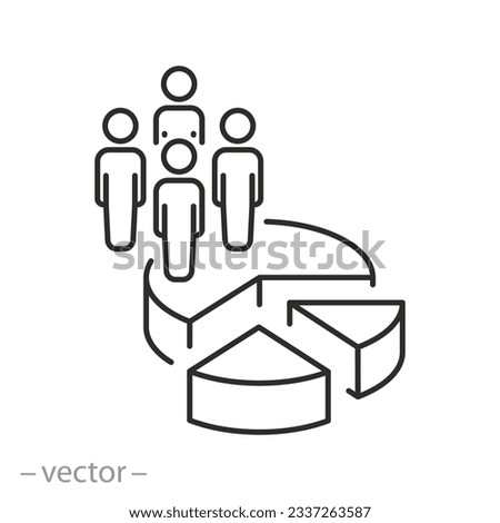 icon of pie chart with people, proportion of the population, quantity and percentage human, thin line symbol - editable stroke vector illustration Royalty-Free Stock Photo #2337263587