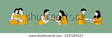 Brother and sister hand-drawn vector illustration for Raksha Bandhan festival.  Royalty-Free Stock Photo #2337269127