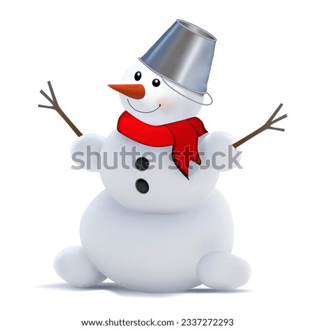 Cute Snowman. Vector drawing Snowman in cartoon style. A beautiful drawing of a Snowman for children. Vector illustration.