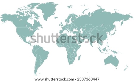 World map. Silhouette map. Color modern vector map.	 Royalty-Free Stock Photo #2337363447