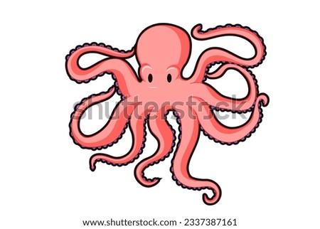 Octopus animal head cartoon wildlife face character art