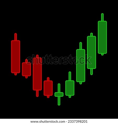 Graph chart of stock on black background. Vector illustration.
