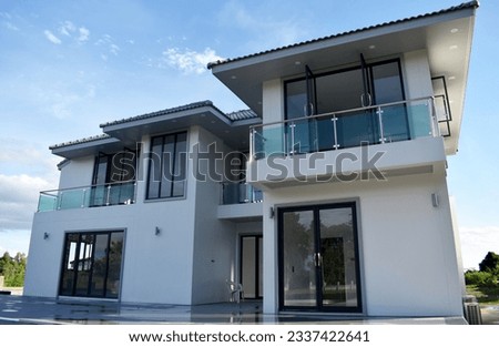 Detached house on beautiful nature background Royalty-Free Stock Photo #2337422641
