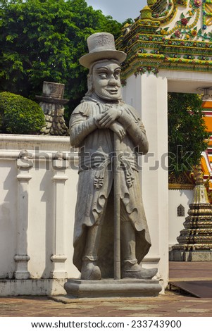 Stone man of Wat Pho are architecture  and  ancient remains important of Thailand.