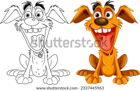 Cute playful crazy dog cartoon illustration