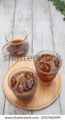 Iced coffee on the table.