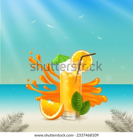 Summer tropical design for banner or flyer with exotic palm leaves, hibiscus flowers and space for text. Vector illustration.