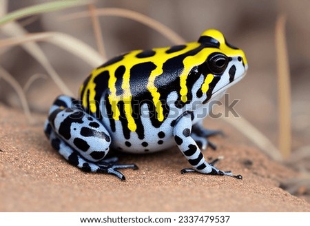 Southern corroboree frog Pseudophryne corroboree. Portrait macro Royalty-Free Stock Photo #2337479537