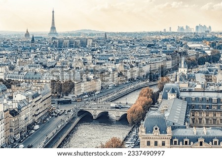 Paris city panorama in the afternoon