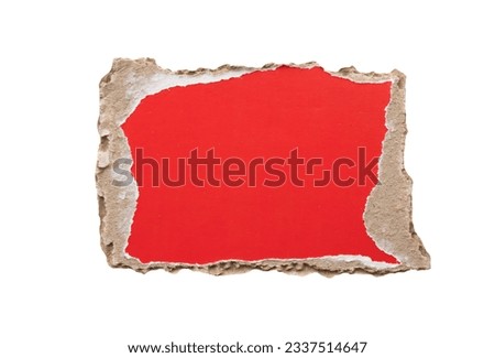 piece of red cardboard paper tear isolated on white background