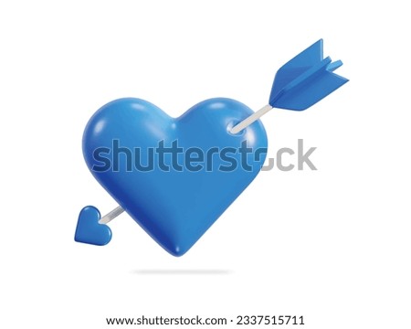 Love arrow 3d icon render on isolated background