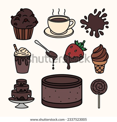 Set of Chocolate Simple Flat Line Illustration