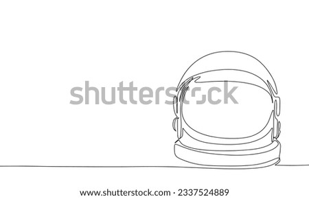 Space suit helmet outline. Helmet silhouette. One line continuous vector illustration. Line art, outline, vector Royalty-Free Stock Photo #2337524889