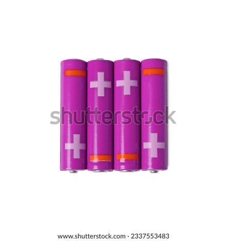 New AAA size batteries isolated on white, top view Royalty-Free Stock Photo #2337553483