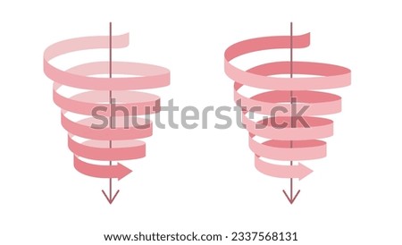 Set of arrow ribbons descending in a spiral